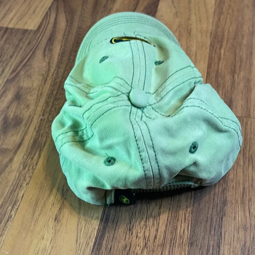 John Deere Toddler Baseball Cap Green Cotton Logo Hat Elastic Back One Size